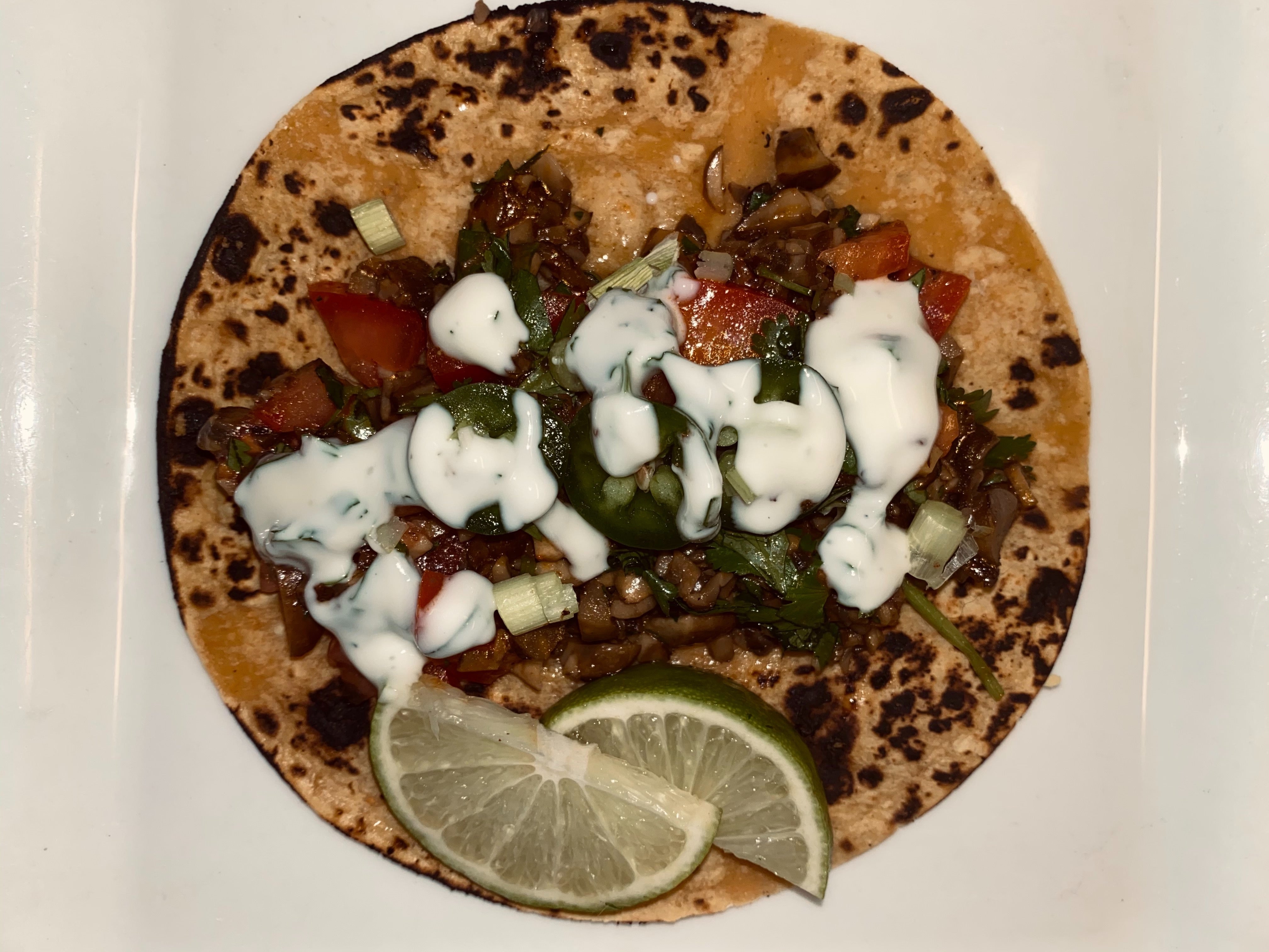 The mushroom walnut vegan taco meat we are indulging in tonight