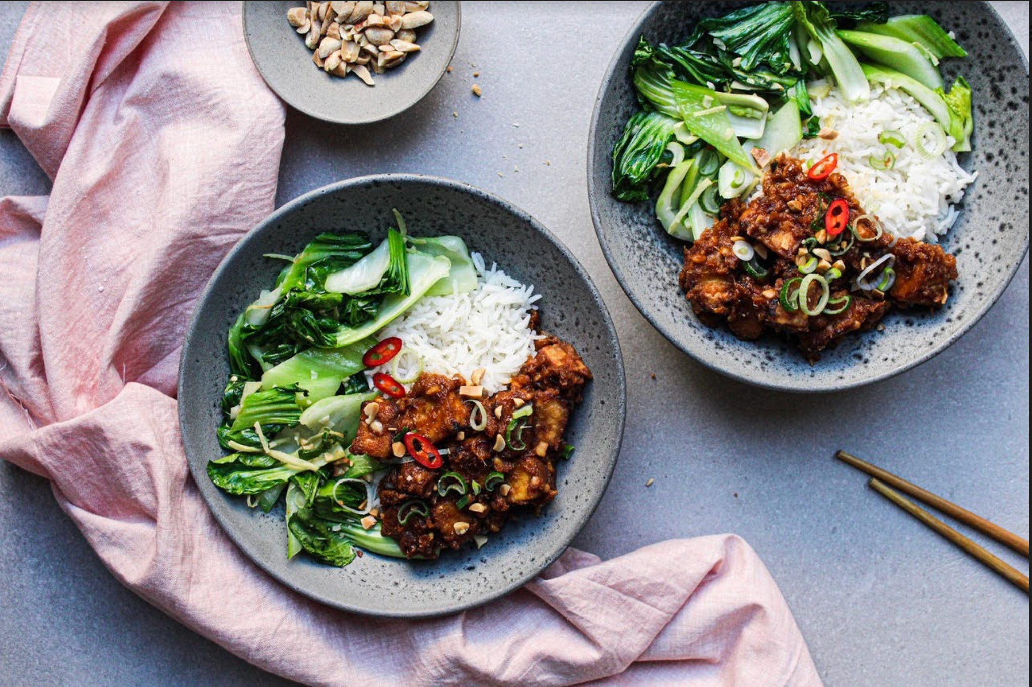 Nateur Cooking with Erica Rodriguez: Sticky Peanut Tofu with Ginger Garlic Bok Choy
