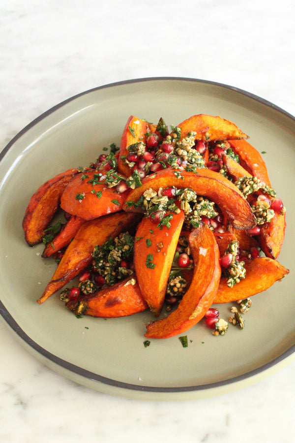 Nateur Cooking with Kacie Carter: Roasted Kabocha Squash Wedges with Pomegranate Parsley Dukkah