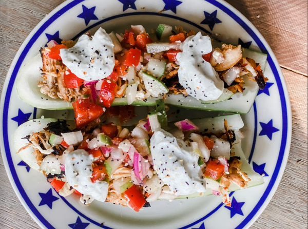Nateur Cooking with Julie Ligon: Greek Chicken Cucumber Boats